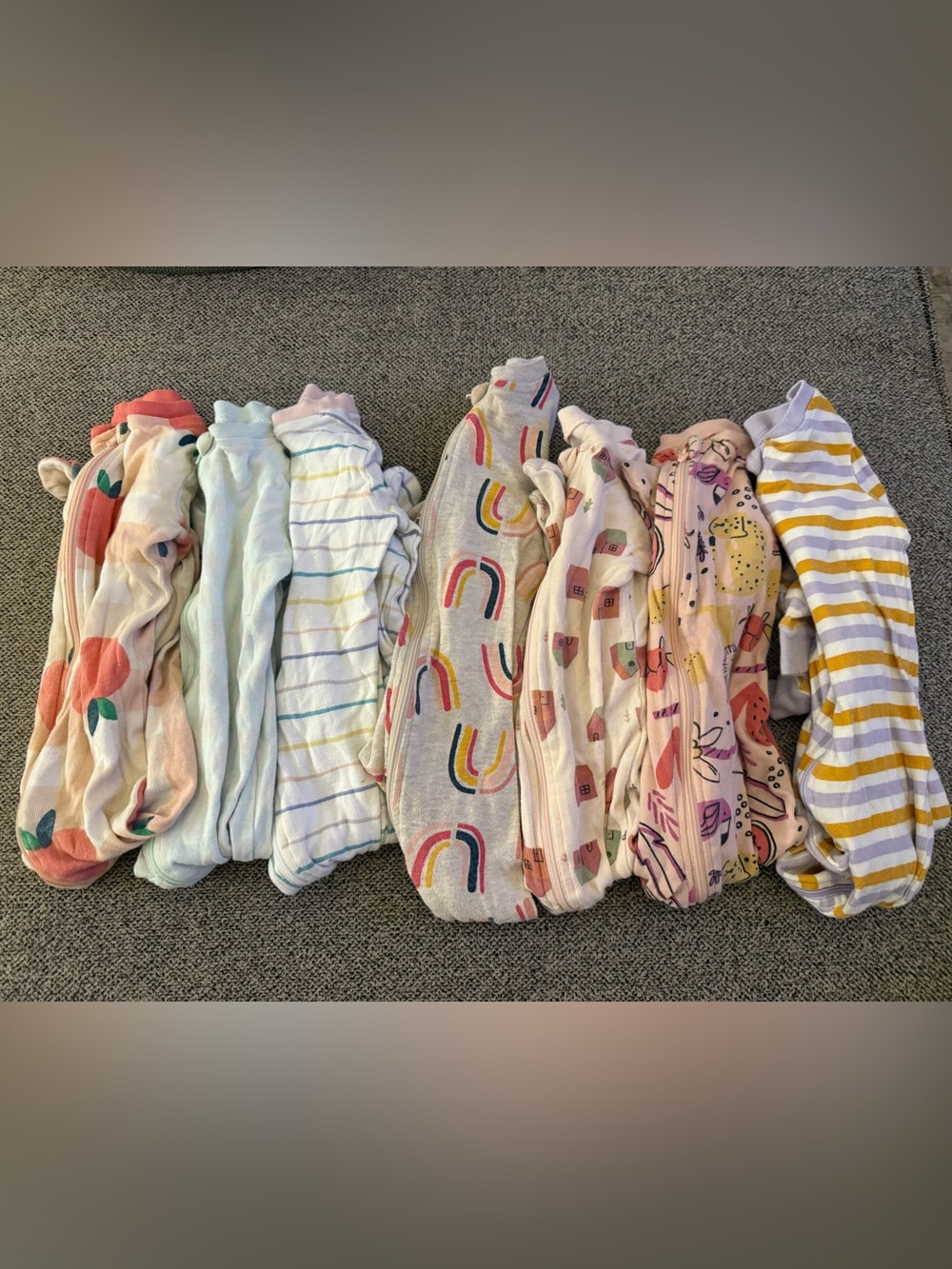 dip Baby Footie Lot in Pink, Yellow, White, Blue, Green